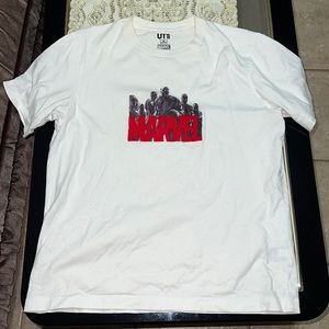 Uniqlo white Marvel short sleeved t-shirt